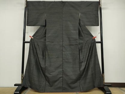 平和屋着物●本場大島紬 横段文 正絹 逸品 CABD0021ut