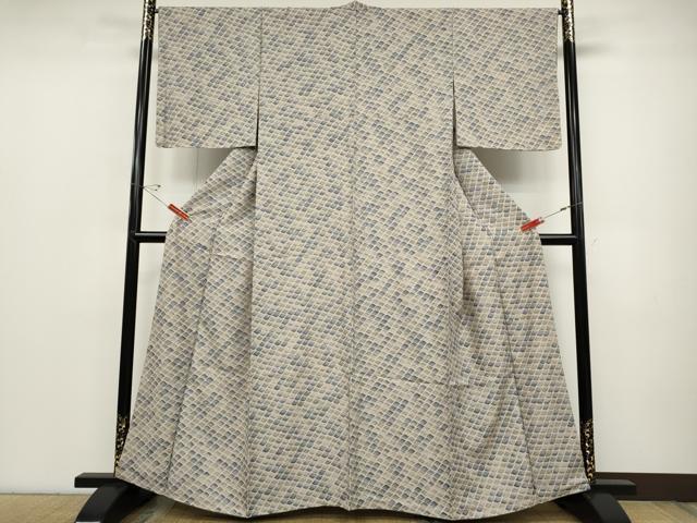 平和屋着物●上質な小紋 瓦文 やまと誂製 正絹 逸品 未使用 CABD0024ut