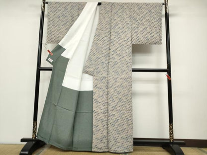 平和屋着物●上質な小紋 瓦文 やまと誂製 正絹 逸品 未使用 CABD0024ut
