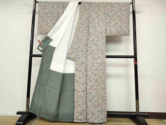 平和屋着物●上質な小紋 瓦文 やまと誂製 正絹 逸品 未使用 CABD0024ut