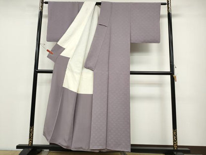 平和屋着物●上質な色無地 花束地紋 紅藤色 正絹 逸品 CABD0025ut