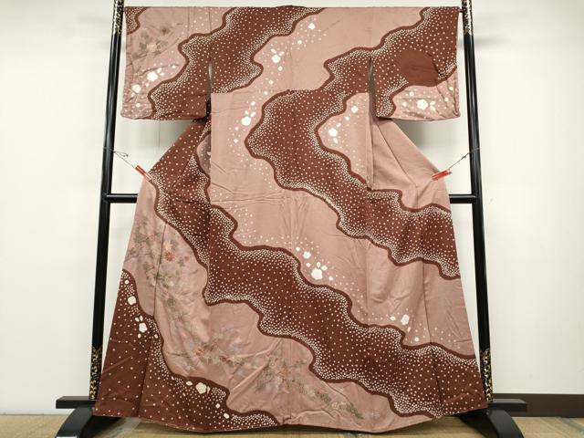 平和屋着物●中国三大刺繍 スワトウ刺繍 訪問着 絞り 刺繍 道長花文 正絹 逸品 CABD0026ut