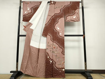 平和屋着物●中国三大刺繍 スワトウ刺繍 訪問着 絞り 刺繍 道長花文 正絹 逸品 CABD0026ut