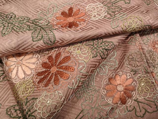 平和屋着物●中国三大刺繍 スワトウ刺繍 訪問着 絞り 刺繍 道長花文 正絹 逸品 CABD0026ut