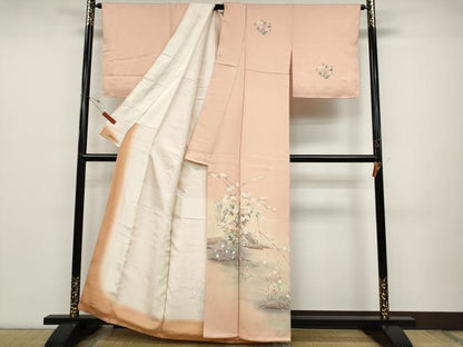 平和屋着物●訪問着 枝花文 暈し染め 金彩 正絹 逸品 未使用 CABD0028ut