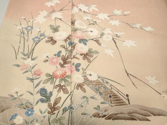 平和屋着物●訪問着 枝花文 暈し染め 金彩 正絹 逸品 未使用 CABD0028ut