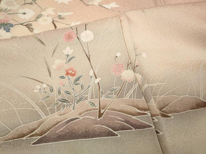 平和屋着物●訪問着 枝花文 暈し染め 金彩 正絹 逸品 未使用 CABD0028ut