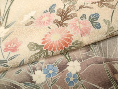 平和屋着物●訪問着 枝花文 暈し染め 金彩 正絹 逸品 未使用 CABD0028ut