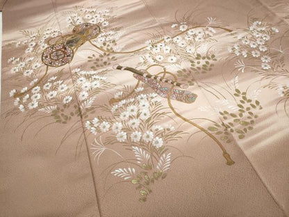 平和屋着物●訪問着 鼓横笛花文 金彩 正絹 逸品 CABD0031ut