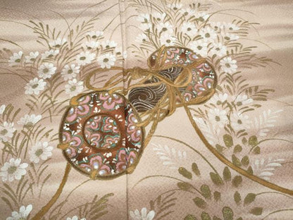 平和屋着物●訪問着 鼓横笛花文 金彩 正絹 逸品 CABD0031ut