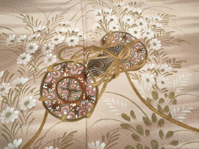 平和屋着物●訪問着 鼓横笛花文 金彩 正絹 逸品 CABD0031ut