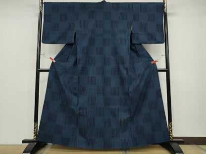 平和屋着物●綿薩摩 幾何学文 木綿 逸品 CABD0032ut