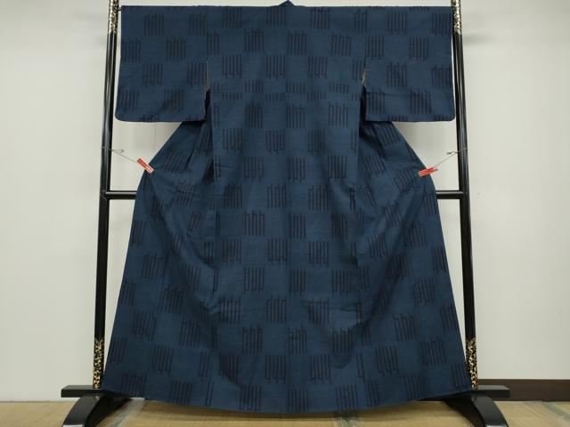 平和屋着物●綿薩摩 幾何学文 木綿 逸品 CABD0032ut