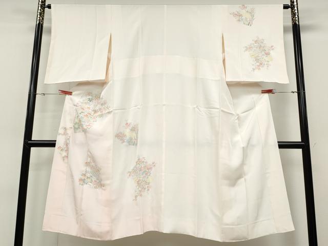 平和屋着物●長襦袢 袷 色紙草花文 暈し染め 半衿刺繍 正絹 逸品 CABD0033ut
