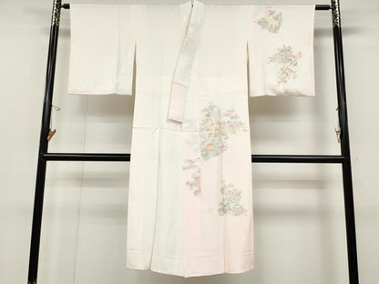 平和屋着物●長襦袢 袷 色紙草花文 暈し染め 半衿刺繍 正絹 逸品 CABD0033ut