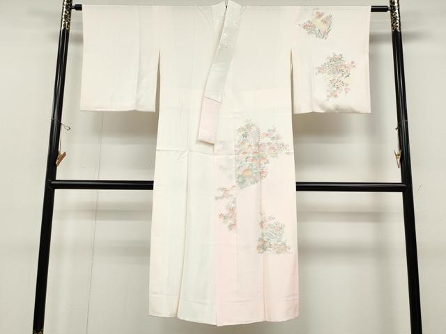 平和屋着物●長襦袢 袷 色紙草花文 暈し染め 半衿刺繍 正絹 逸品 CABD0033ut