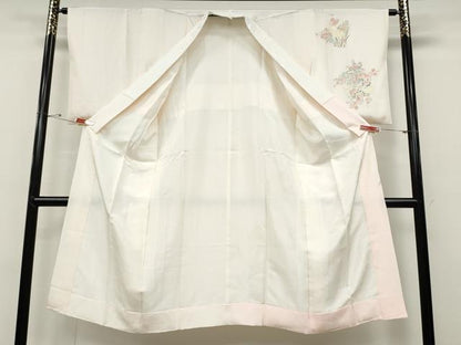 平和屋着物●長襦袢 袷 色紙草花文 暈し染め 半衿刺繍 正絹 逸品 CABD0033ut