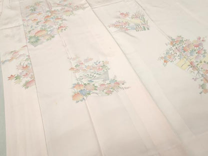 平和屋着物●長襦袢 袷 色紙草花文 暈し染め 半衿刺繍 正絹 逸品 CABD0033ut
