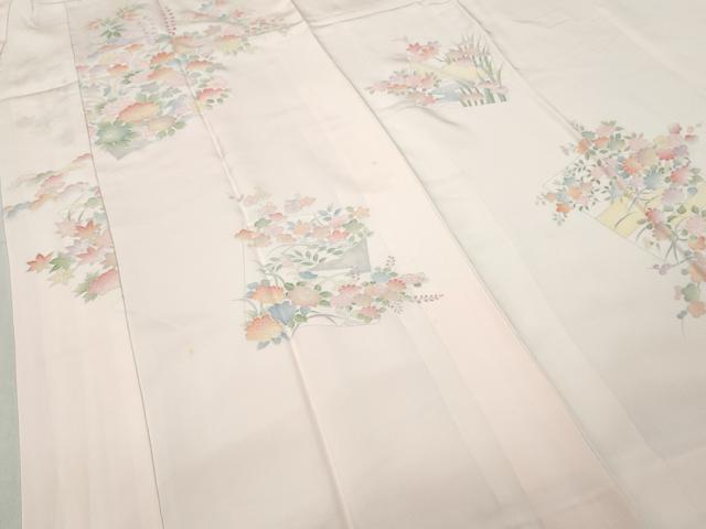 平和屋着物●長襦袢 袷 色紙草花文 暈し染め 半衿刺繍 正絹 逸品 CABD0033ut