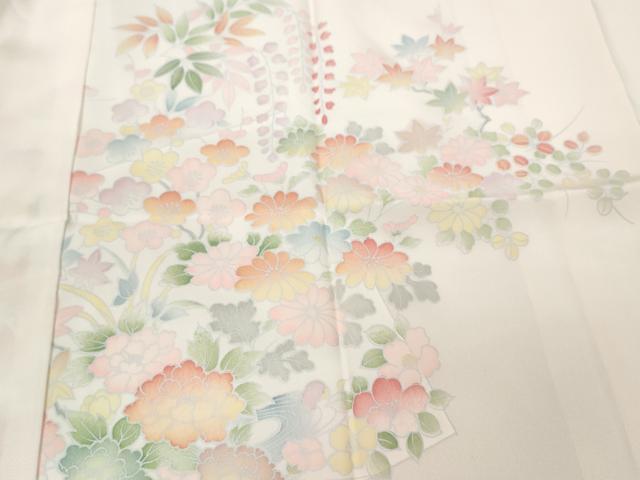 平和屋着物●長襦袢 袷 色紙草花文 暈し染め 半衿刺繍 正絹 逸品 CABD0033ut