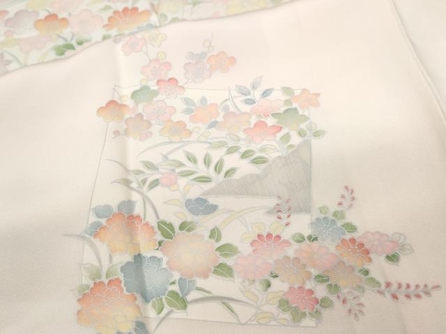 平和屋着物●長襦袢 袷 色紙草花文 暈し染め 半衿刺繍 正絹 逸品 CABD0033ut