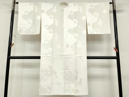 平和屋着物●長襦袢 袷 よろけ縞舞梅地紋 暈し染め 正絹 逸品 CABD0035ut