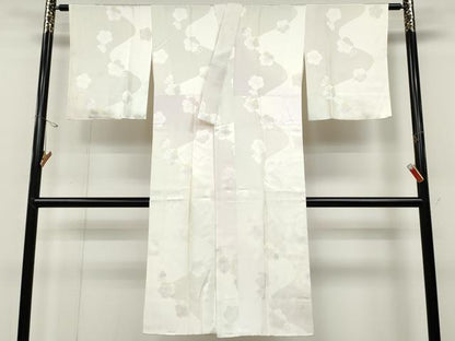 平和屋着物●長襦袢 袷 よろけ縞舞梅地紋 暈し染め 正絹 逸品 CABD0035ut