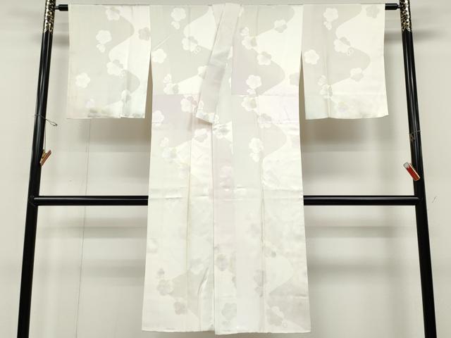 平和屋着物●長襦袢 袷 よろけ縞舞梅地紋 暈し染め 正絹 逸品 CABD0035ut