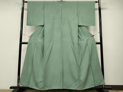 平和屋着物●上質な色無地 縞地紋 薄青色 正絹 逸品 CABD0044ut