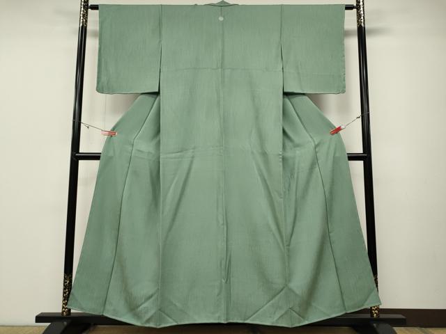 平和屋着物●上質な色無地 縞地紋 薄青色 正絹 逸品 CABD0044ut
