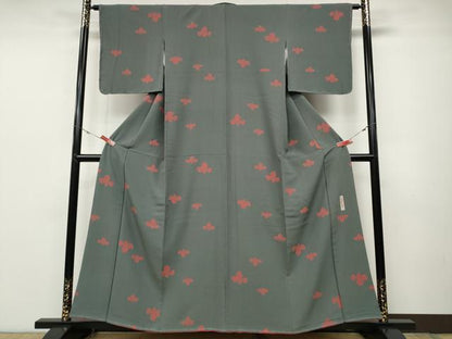 平和屋着物●世界的人形師 辻村寿三郎 ジュサブロー 小紋 舞花文 正絹 逸品 CABD0045ut