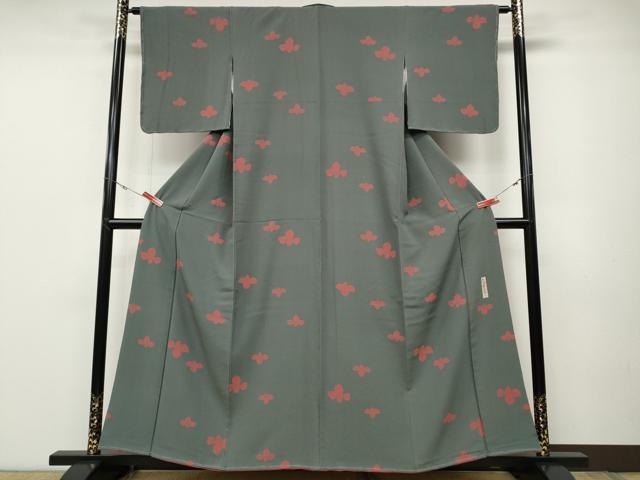 平和屋着物●世界的人形師 辻村寿三郎 ジュサブロー 小紋 舞花文 正絹 逸品 CABD0045ut
