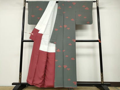 平和屋着物●世界的人形師 辻村寿三郎 ジュサブロー 小紋 舞花文 正絹 逸品 CABD0045ut