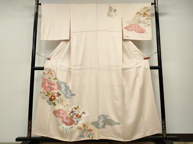 平和屋着物●訪問着 絞り 道長草花文 金彩 正絹 逸品 CABD0047ut