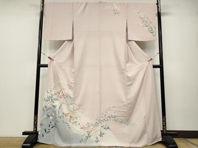 平和屋着物●訪問着 友禅 草花文 暈し染め 正絹 逸品 CABD0050ut