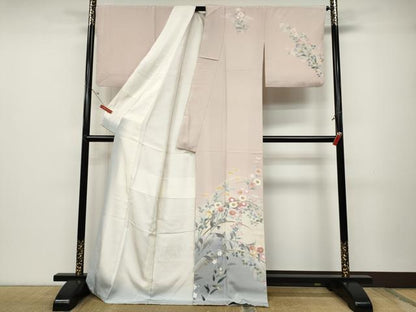 平和屋着物●訪問着 友禅 草花文 暈し染め 正絹 逸品 CABD0050ut