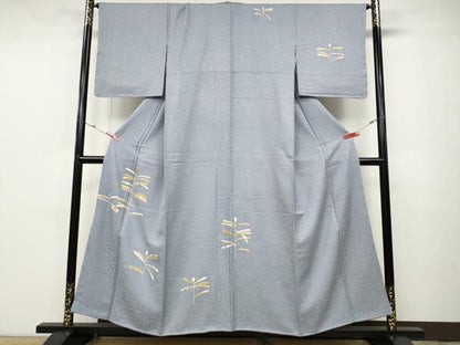 平和屋着物●訪問着 羽賀寿峰 駒刺繍 吉祥枝花文 金彩 正絹 逸品 未使用 CABD0051ut