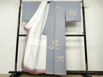平和屋着物●訪問着 羽賀寿峰 駒刺繍 吉祥枝花文 金彩 正絹 逸品 未使用 CABD0051ut