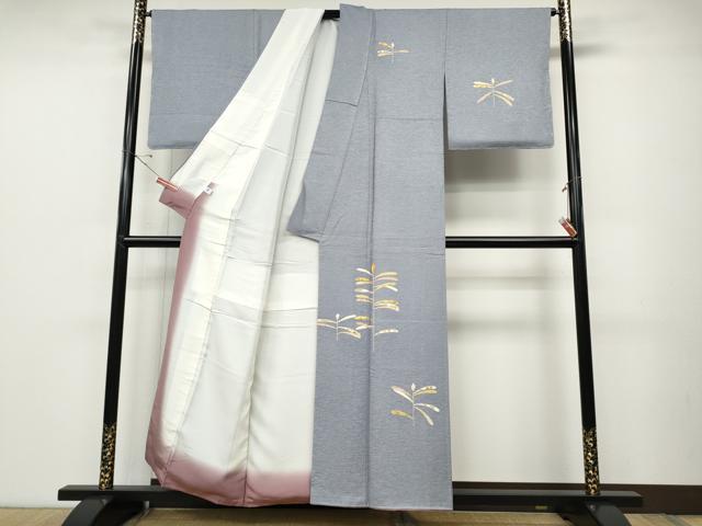 平和屋着物●訪問着 羽賀寿峰 駒刺繍 吉祥枝花文 金彩 正絹 逸品 未使用 CABD0051ut