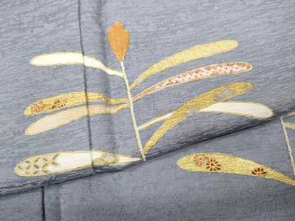 平和屋着物●訪問着 羽賀寿峰 駒刺繍 吉祥枝花文 金彩 正絹 逸品 未使用 CABD0051ut