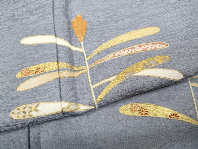 平和屋着物●訪問着 羽賀寿峰 駒刺繍 吉祥枝花文 金彩 正絹 逸品 未使用 CABD0051ut