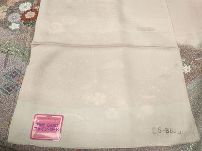 平和屋着物●訪問着 研彩織 草花文 たたき染め 金彩 反端付き 正絹 逸品 未使用 CABD0052ut