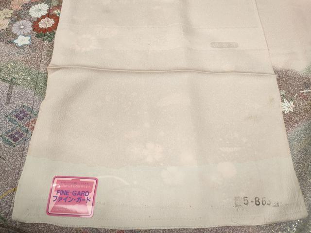 平和屋着物●訪問着 研彩織 草花文 たたき染め 金彩 反端付き 正絹 逸品 未使用 CABD0052ut