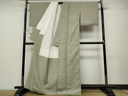 平和屋着物●石川県指定無形文化財 牛首紬 白山工房 手織り 横縞 正絹 逸品 CABD0060ut