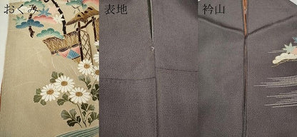 平和屋着物●訪問着 流水風景花文 暈し染め 金彩 鬼しぼ縮緬 正絹 逸品 CABD0065ut