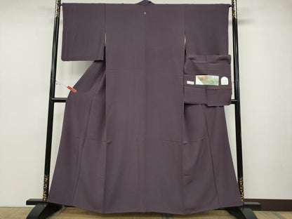平和屋着物●上質な色無地　彩コレクション　似せ紫色　京都きもの友禅扱い　反端付き　正絹　逸品　CABD0072ut