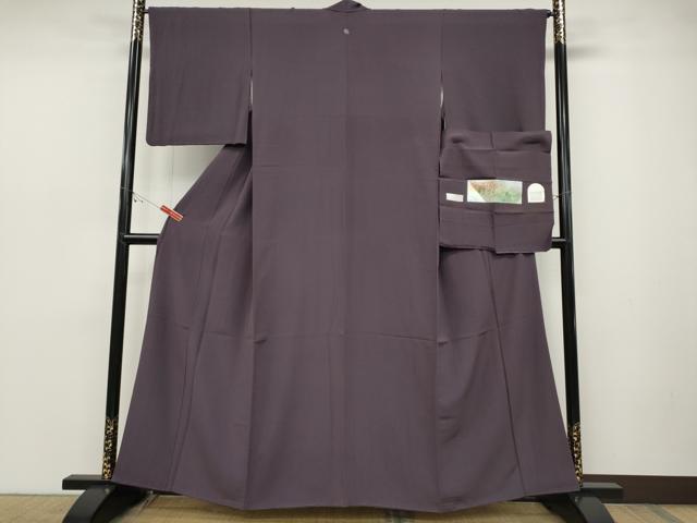 平和屋着物●上質な色無地　彩コレクション　似せ紫色　京都きもの友禅扱い　反端付き　正絹　逸品　CABD0072ut