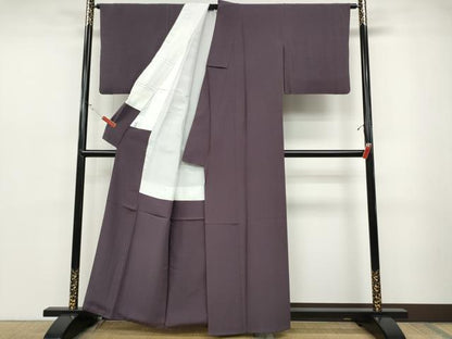 平和屋着物●上質な色無地　彩コレクション　似せ紫色　京都きもの友禅扱い　反端付き　正絹　逸品　CABD0072ut