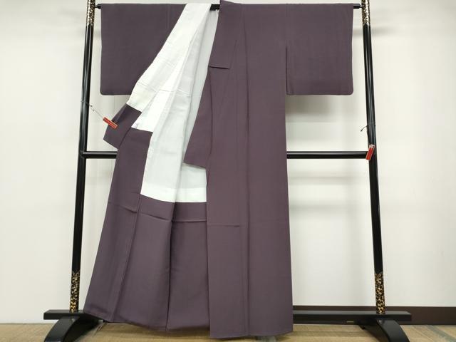 平和屋着物●上質な色無地　彩コレクション　似せ紫色　京都きもの友禅扱い　反端付き　正絹　逸品　CABD0072ut