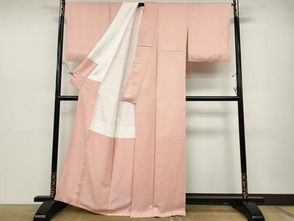 平和屋着物●上質な色無地 舞葉地紋 虹色 反端付き 正絹 逸品 CABD0073ut